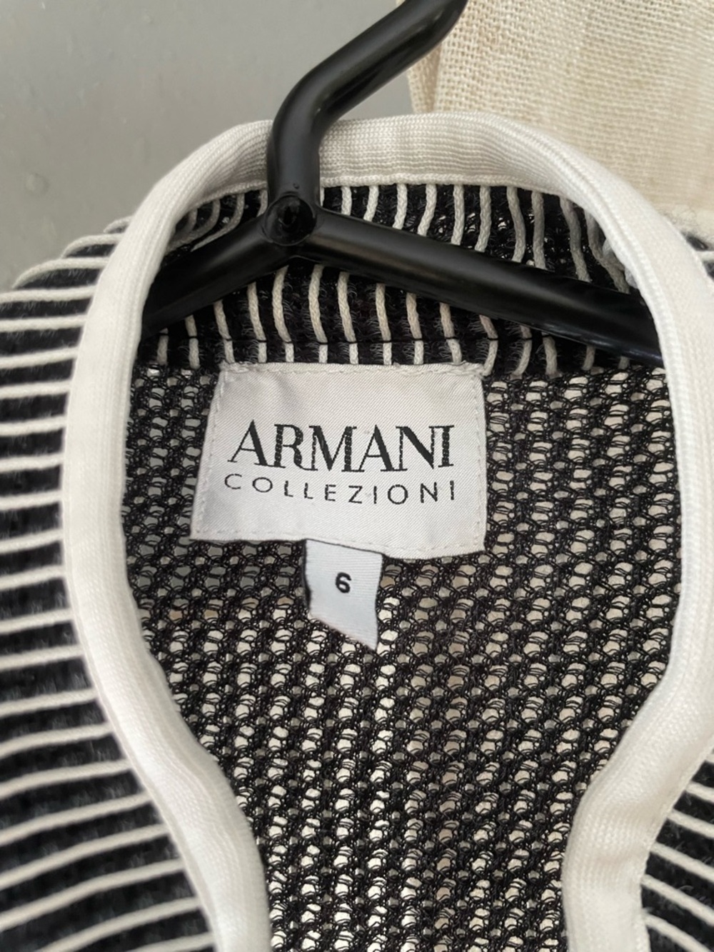 Armani Collezioni Black and White Striped Knit Jacket - Picture 2 of 4
